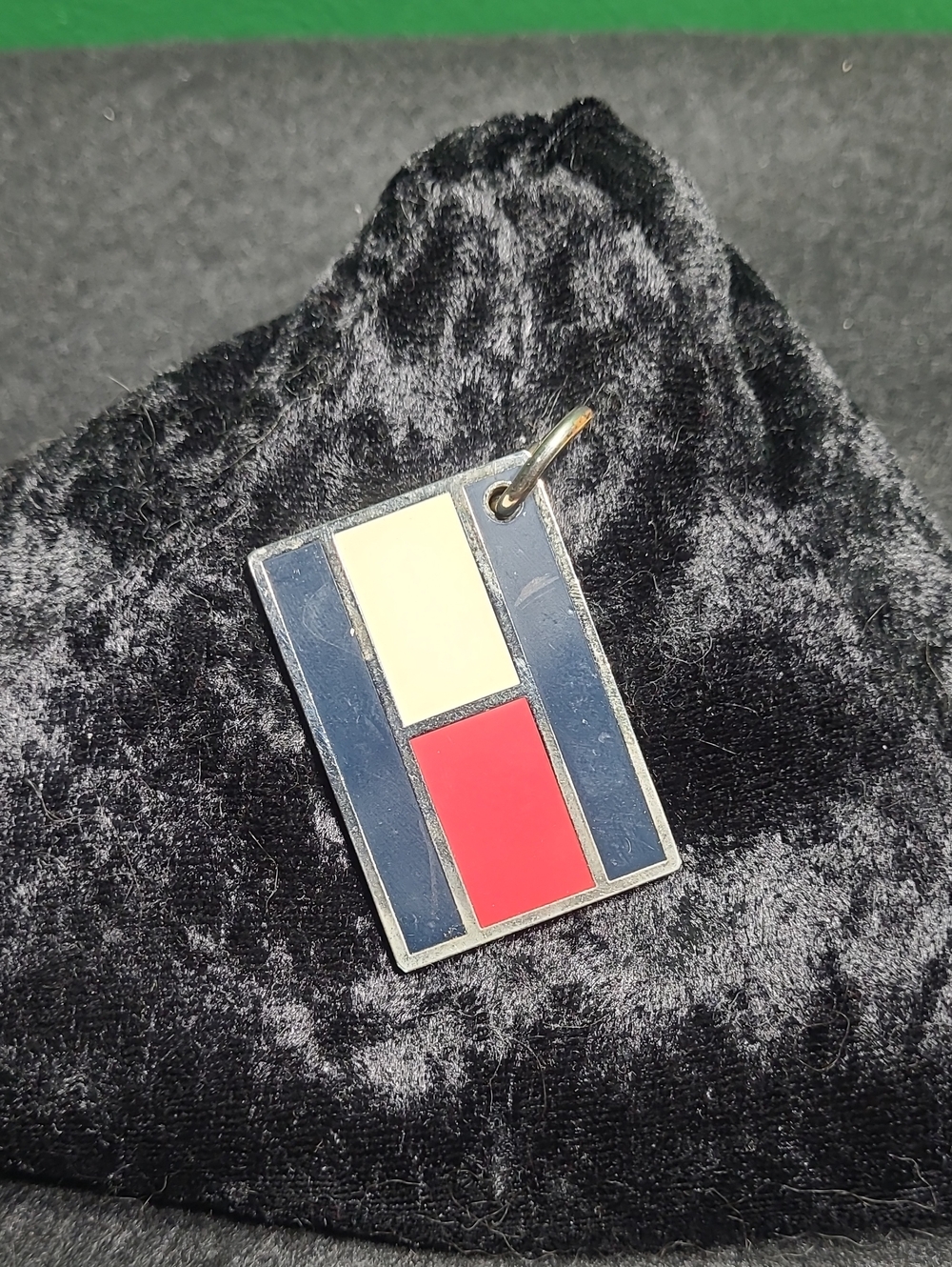 Tommy Hillfigure Enamel Rectangular Keychain Charm
